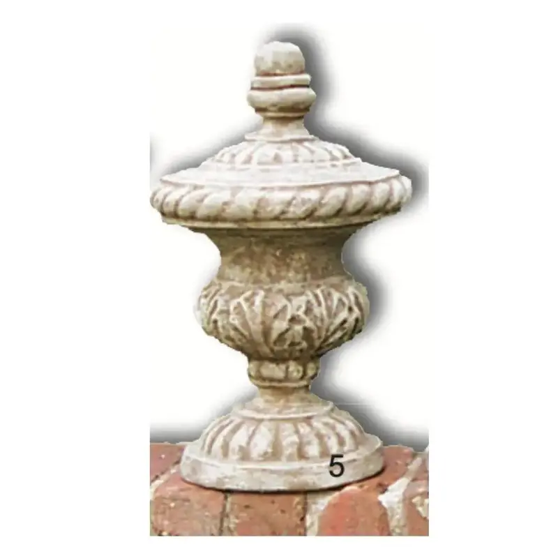 Victorian Knob Jar–Style Garden Finial – Vintage-Inspired Cement Topper, 14" H 1