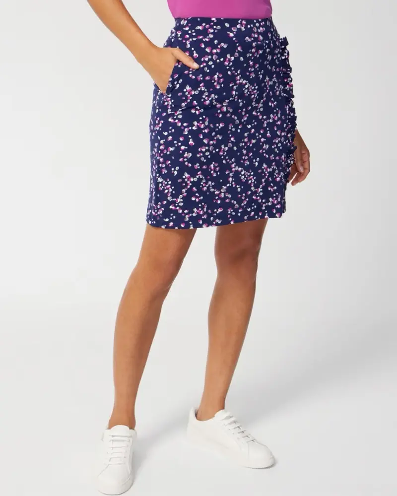 Weekends By Chico’S Navy Pebbled Spots Ruffled Golf Skort – Msp $65 1