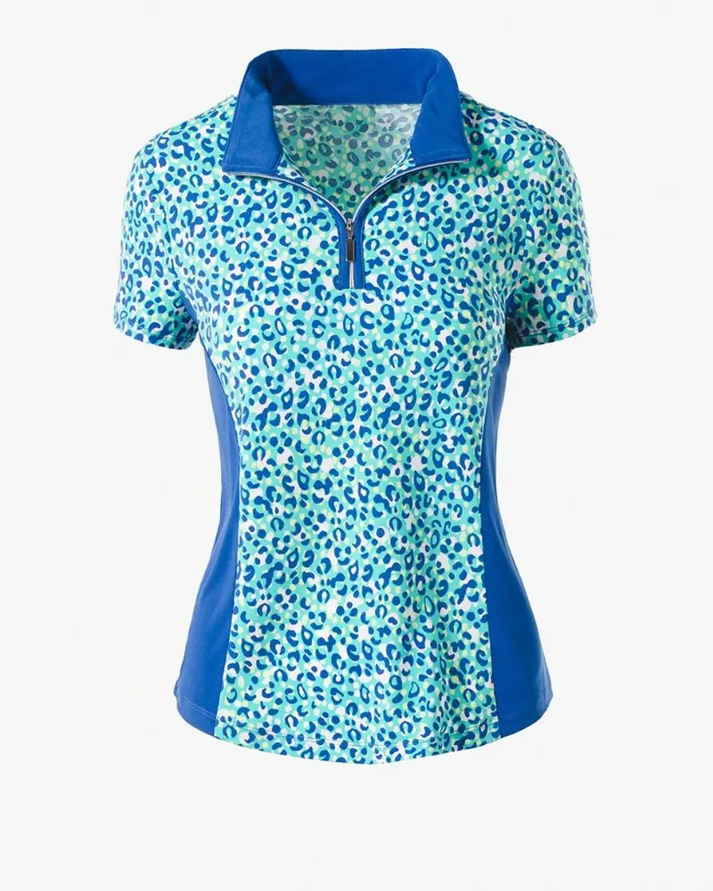 Weekends By Chico'S Vibrant Animal Print Zip Polo – Size Xl 1