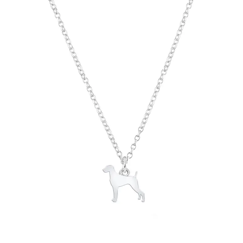 Weimaraner Silhouette Pendant – Personalized Sterling Silver 1