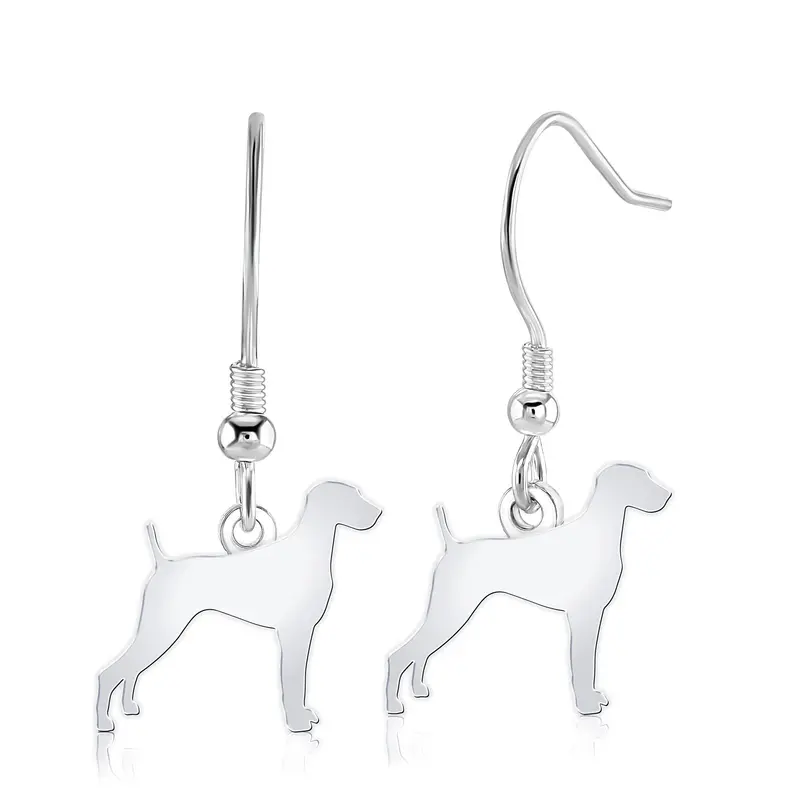 Weimaraner Silver Earrings – Personalised Canine Silhouette Pair 1