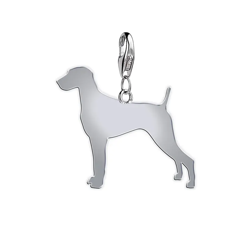 Weimaraner Sterling Silver Charm – Personalised Dog Silhouette Pendant 1