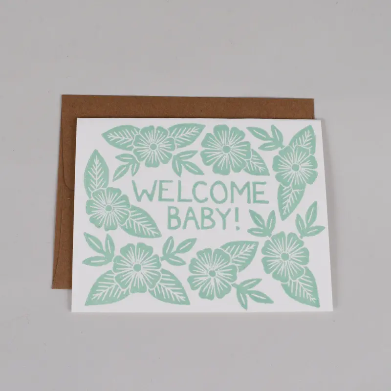 Welcome Baby Block-Printed Birth Announcement Card 1
