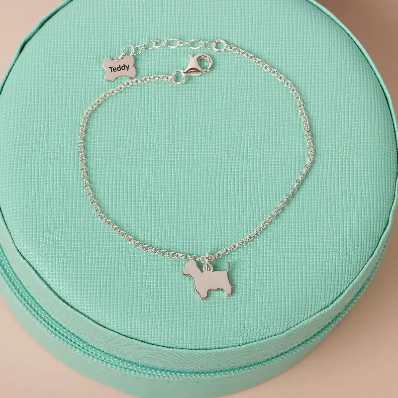 West Highland Terrier Bracelet – Personalised Sterling Silver Chain 1