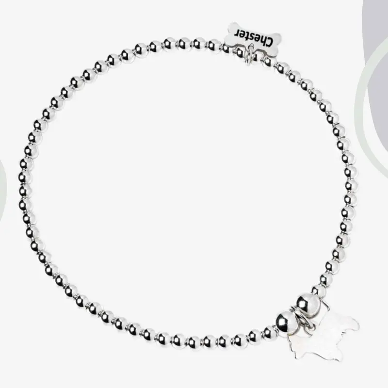 Westie Bracelet – Sterling Silver Beaded Design With Silhouette Accent 1