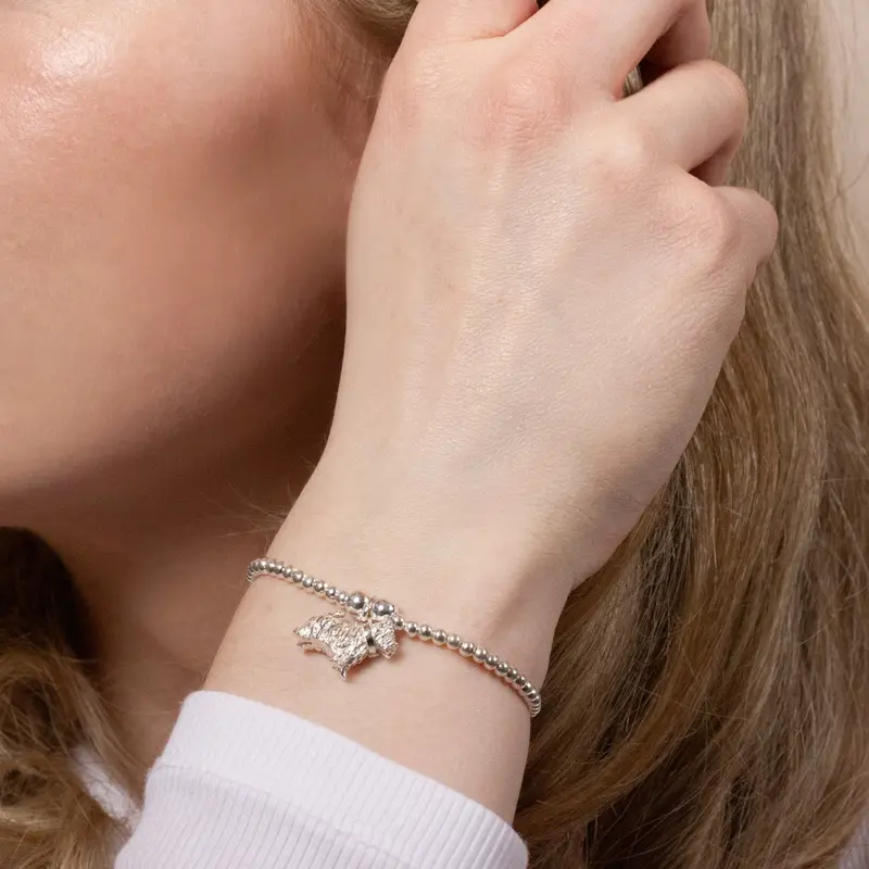 Westie Silver Ball Bead Bracelet 1