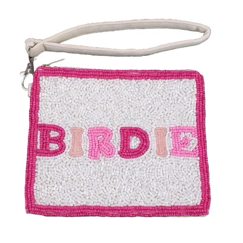 White And Pink Birdie-Themed Beaddie Bag For On-Course Essentials 1
