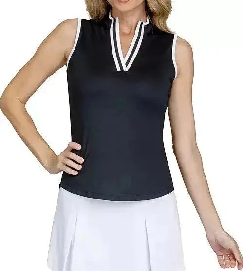 White Label Sleeveless Mini-Mock Golf Top In Tail White – Size M 1