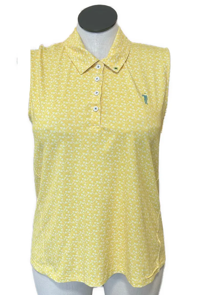 William Murray Yellow Martini Sleeveless Golf Polo - Size Xl 1