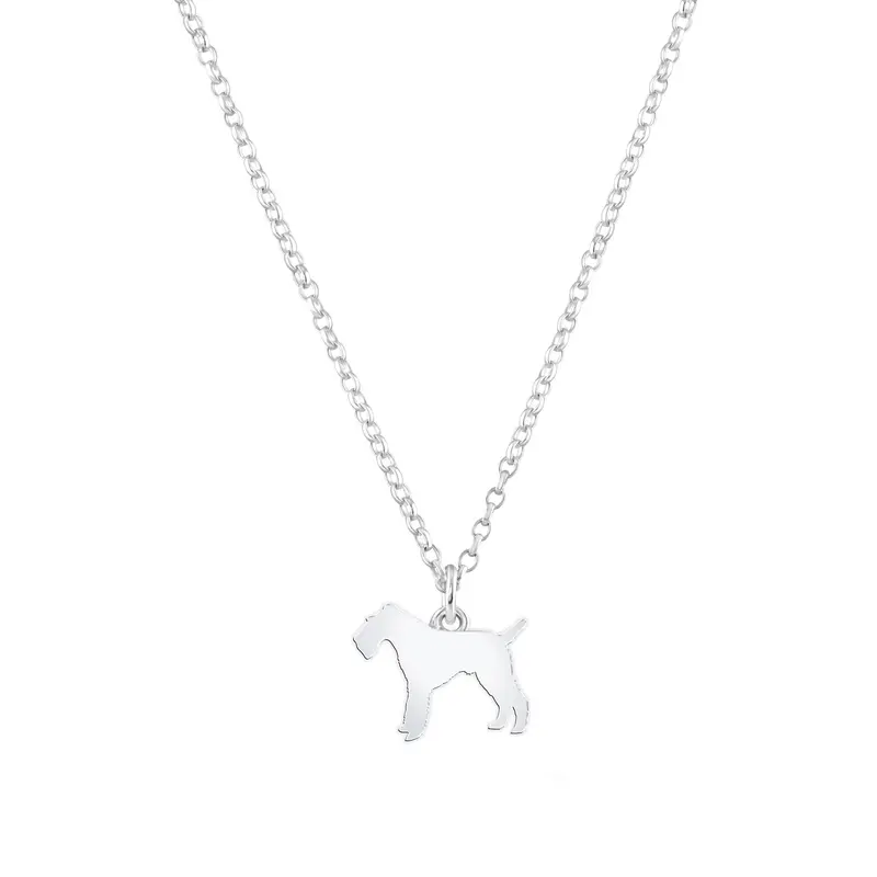 Wire Fox Terrier Pendant Necklace – Custom Engraved Sterling Silver 1