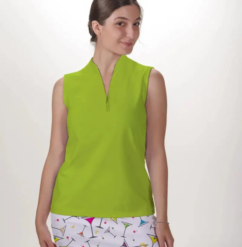 Women'S Lime Sleeveless Quarter-Zip Skort Top By New Skort Obsession 1