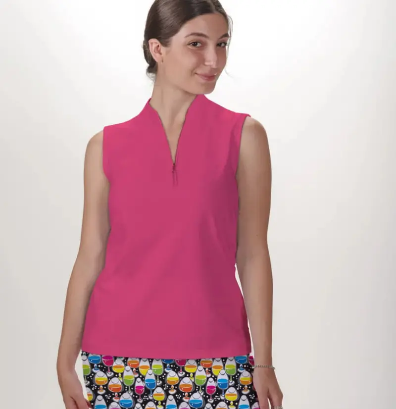 Women'S Pink Sleeveless Quarter-Zip Skort Top By New Skort Obsession 1
