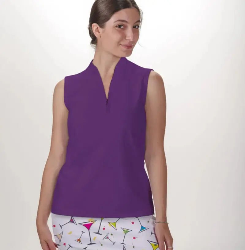 Women'S Purple Sleeveless Quarter-Zip Skort Top By New Skort Obsession 1