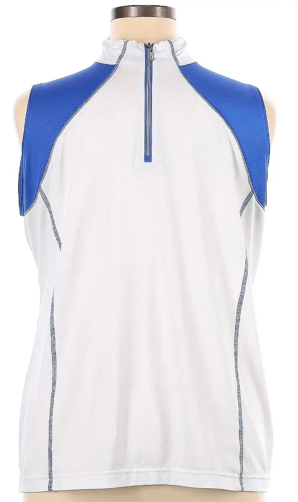 Women'S White And Blue Sleeveless Golf Polo By Sport Haley – Size Xl 1
