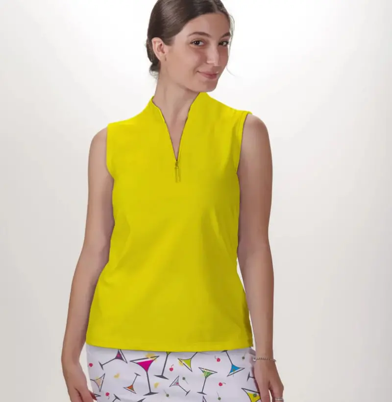 Women'S Yellow Sleeveless Quarter-Zip Skort Top By New Skort Obsession 1
