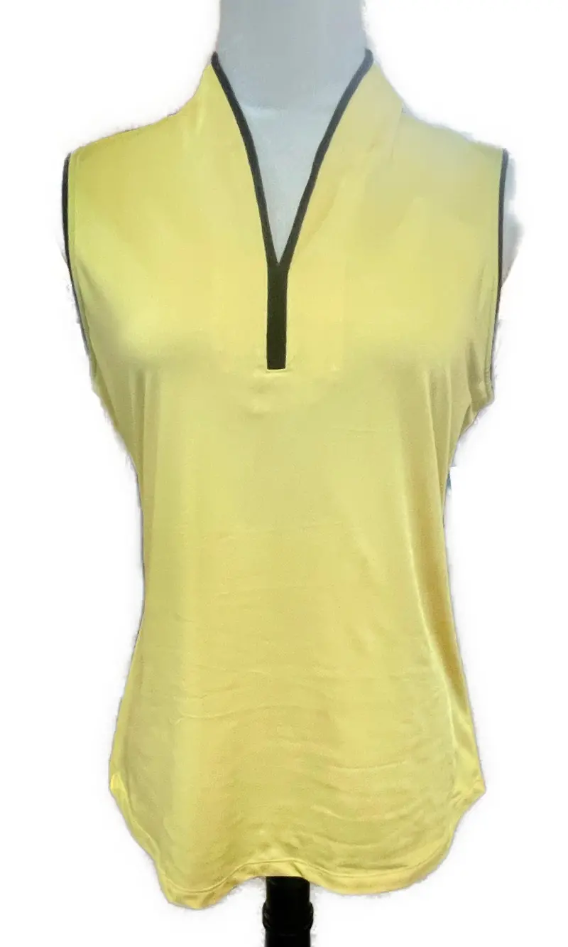 Women'S Yellow Sleeveless Y-Neck Golf Top – Ep Ny, Size M 1