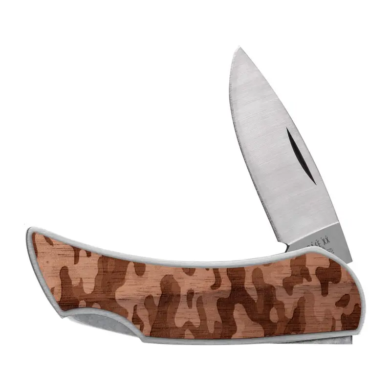 Woodchuck Camo Executive Lockback Pocket Knife – Brushed Stainless Steel 1