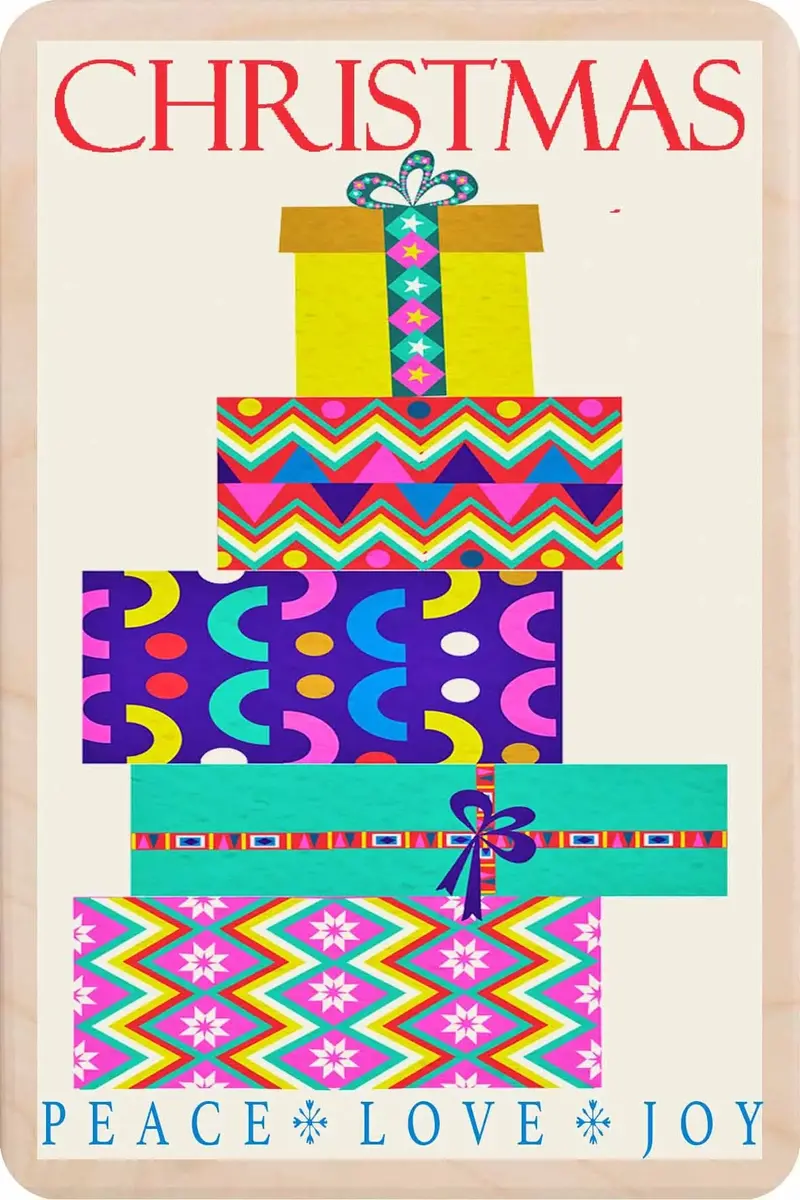 Wooden "Peace Love Joy" Greeting Card 1