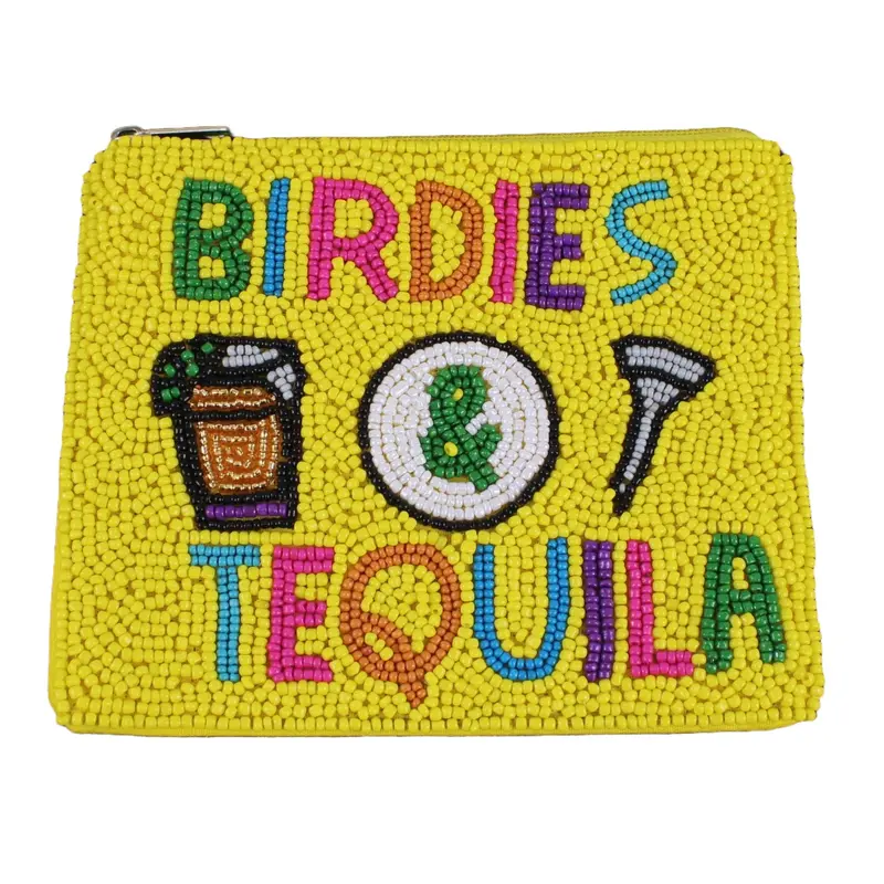 Yellow 'Birdies & Tequila' Beaddie Bag – Fun Golf Lifestyle Tote 1
