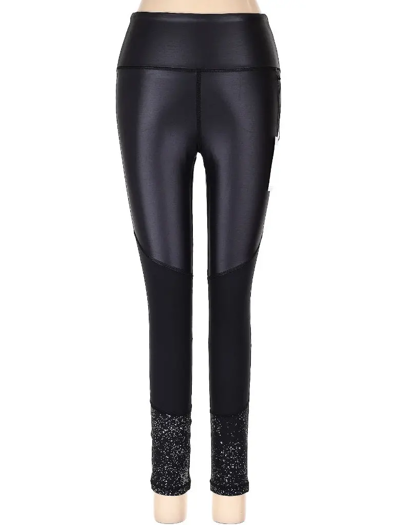 Zyia Active Black Reflective Metallic Light & Tight 7/8 Leggings – Sleek Shimmer Finish, Size 8–10 1
