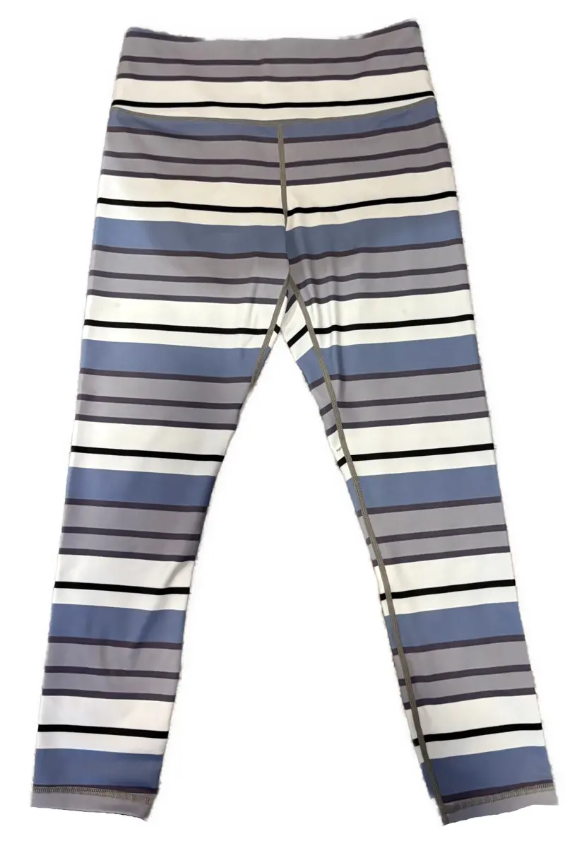 Zyia Active Purple & Black Striped Leggings – Premium Compression, Size M 1