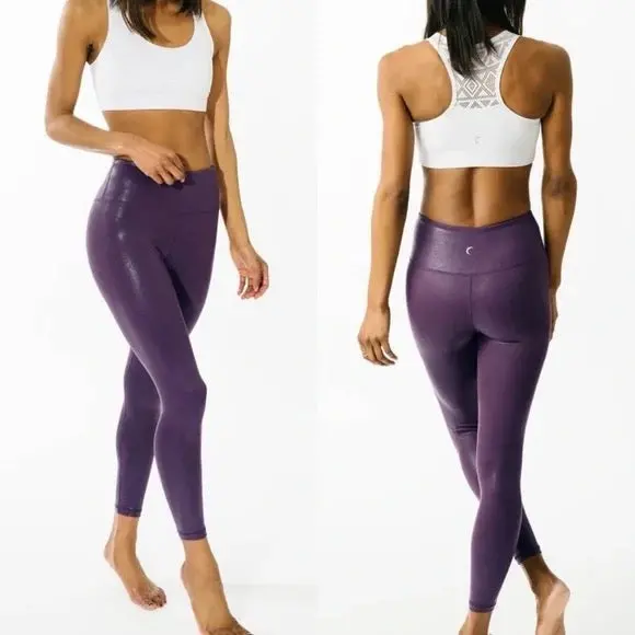 Zyia Plum Metallic Light N Tight Hi-Rise 7/8 Leggings – Plus Size 12 1