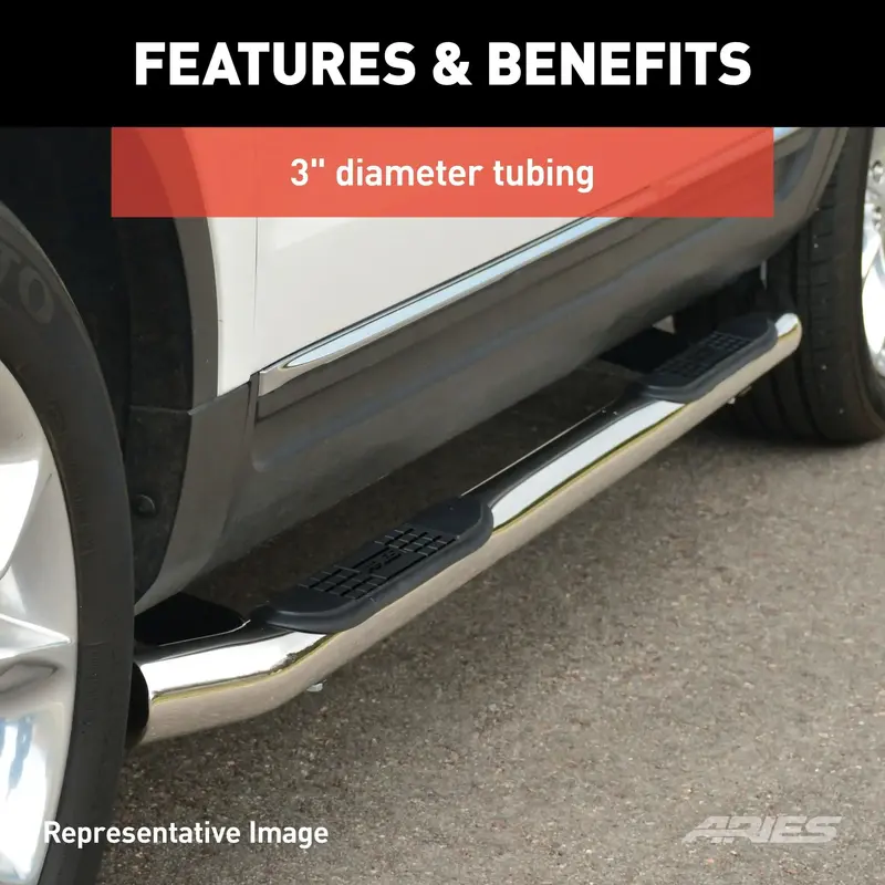 Aries 3-Inch Polished Stainless Steel Side Bars For Select Chevrolet Equinox And Gmc Terrain Models 1