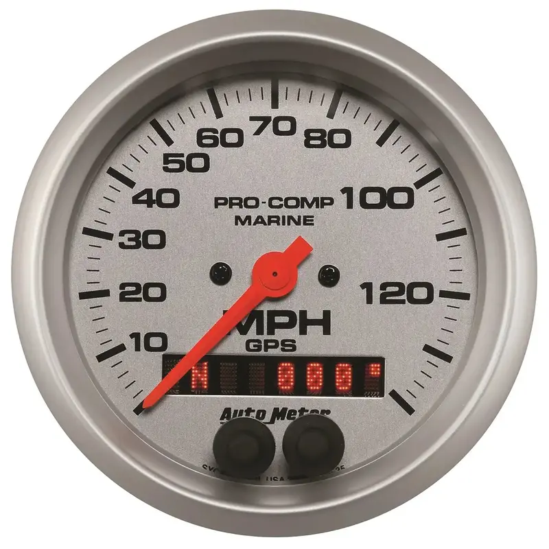 Autometer 200638-33 Gps Speedometer – 3-3/8" Marine-Silver Dial, 140 Mph Range 1