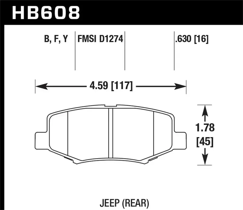 Hawk Hb608F.630 Hps Brake Pads – 0.630" Thick High-Performance Friction Material 1